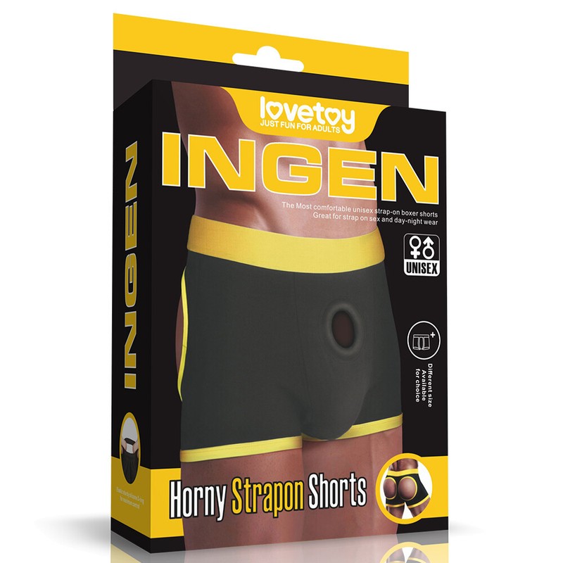 Lovetoy Horny Strap On Shorts for Packing, Underwear Boxers, Hidden Vibe Pockets