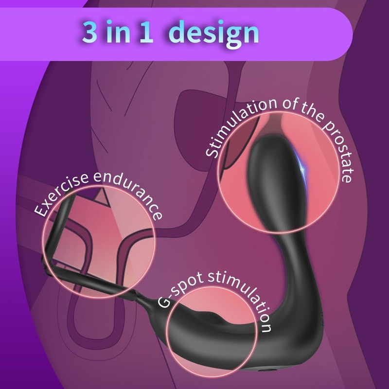 Prostate Massager Anal Vibrator,Anal Sex Toys with Cock Ring,Vibrating Anal Plug gallery