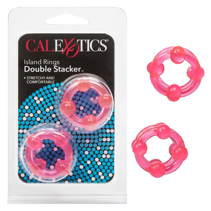 CAL EXOTICS Island Rings Double Stacker Cock Rings Erection Rings 2 Pack PINK