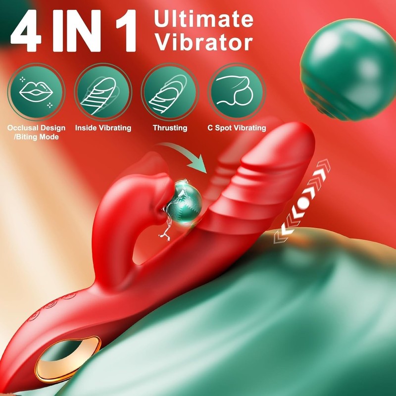 Waterproof G Spot Vibrator with 5 Thrusting Modes and 10 Vibrating Functions Red gallery