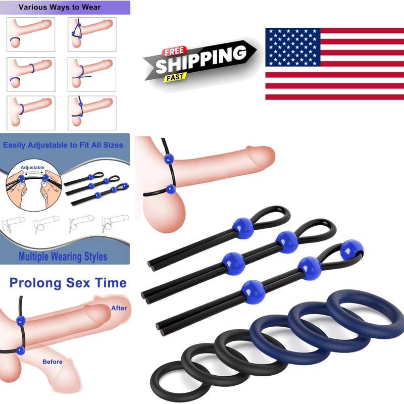 Dark Blue Adjustable Cock Rings for Men Easy to Clean Waterproof Design
