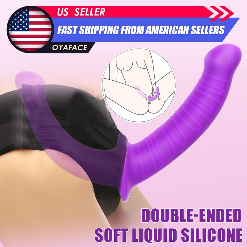 Double Ended Strap On Dildo Strapless Anal Plug G-Spot Women Lesbian Sex Toy