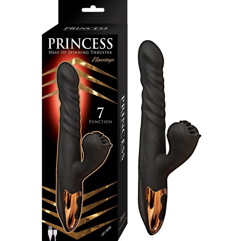 Princess Heat Up Spinning Thruster Black Rabbit Style Vibrator, New