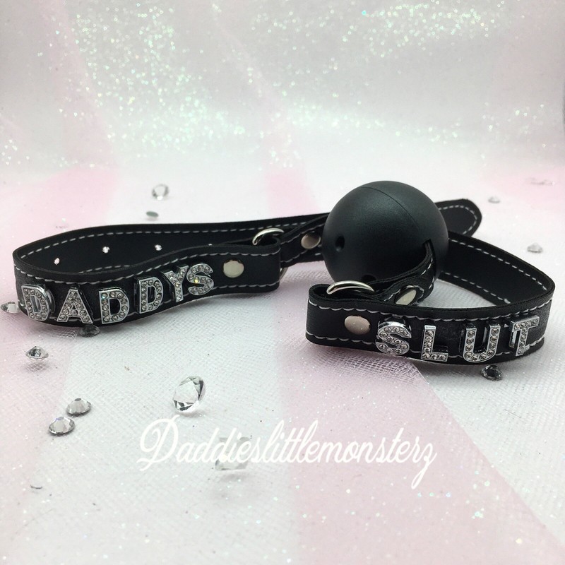 DDLG Submissive Bondage Mouth Gag Ball BDSM, DDLG Petplay Daddy’s Slut Whore Cum
