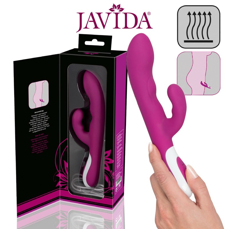 JAVIDA Heating Warming Vibe Rabbit Vibrator Curved Soft Dildo Heated