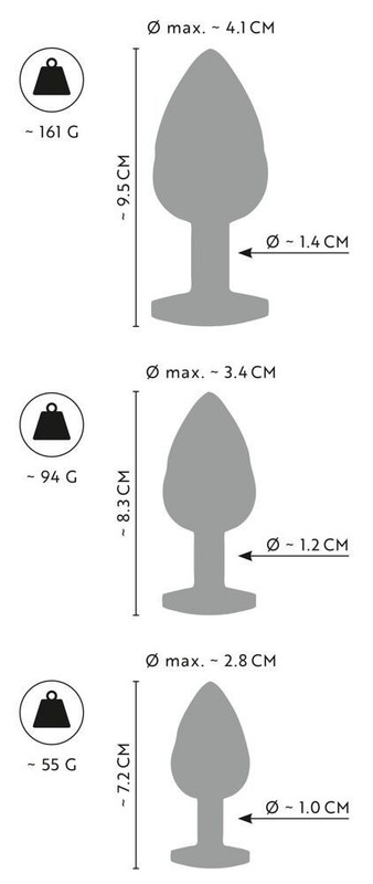 3 Butt Plug Metal Kit with Gem Anal Training Various Sizes and Weights gallery
