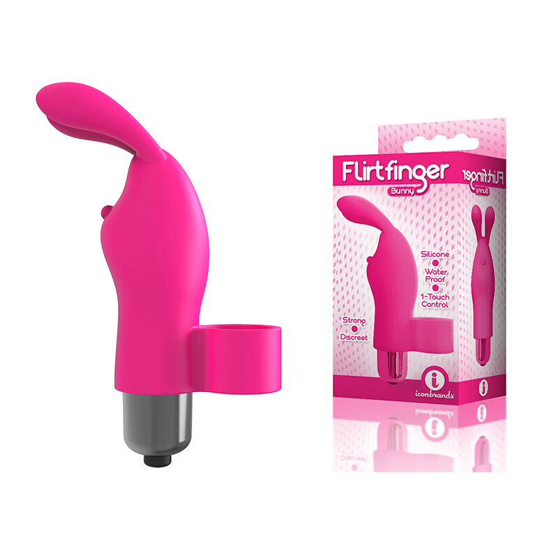 The 9&rsquo;s Flirt Finger Bunny Rabbit Vibrator 1-Touch Control Silicone Waterproof