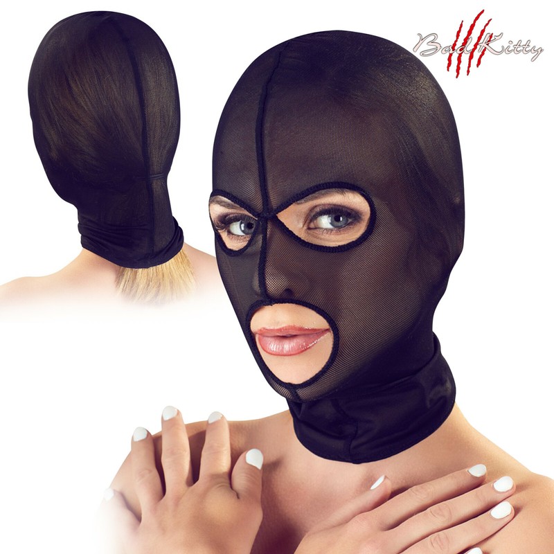 Bad Kitty Hood Powernet Semi Sheer Bondage Sexy Fetish Head Mask BDSM