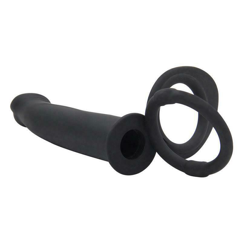 Vibrating Dildo Vibrator Double Penetrator Strap on Cock Ring Men Adult Sex Toy gallery