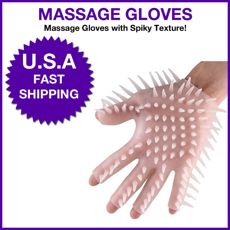 Massage Shower Bath Orgasm Sex Toy Glove Scrubber Textured Spikes Exfoliating