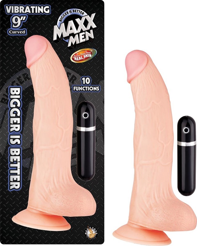MAXX MEN VIBRATING 9&Prime; CURVED DONG-WHITE