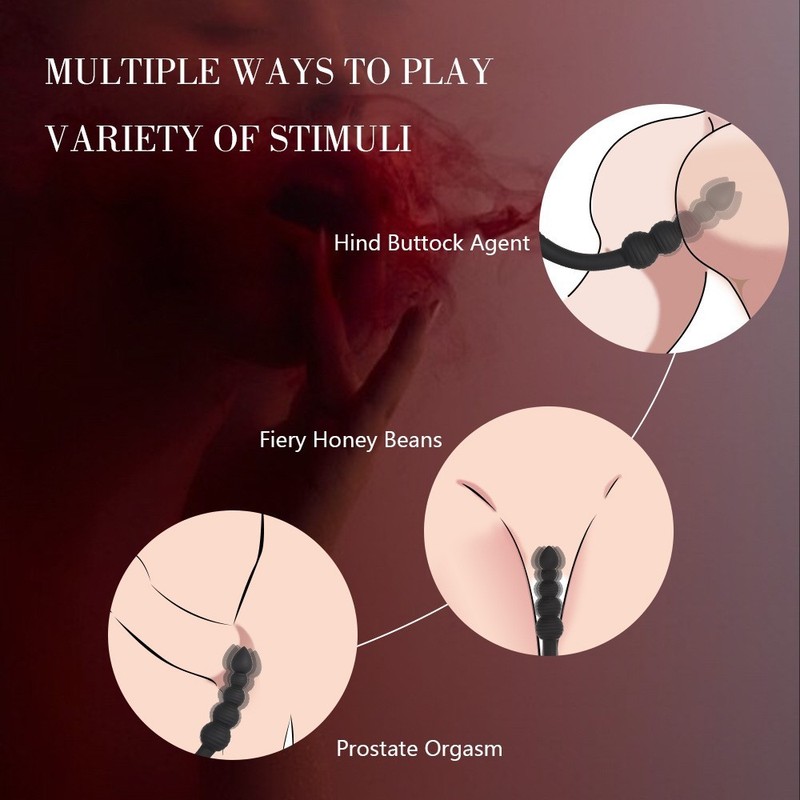 Curved Dual-End Vibrating Anal Beads Sex Toys Long Prostate Wand Anal Trainer gallery