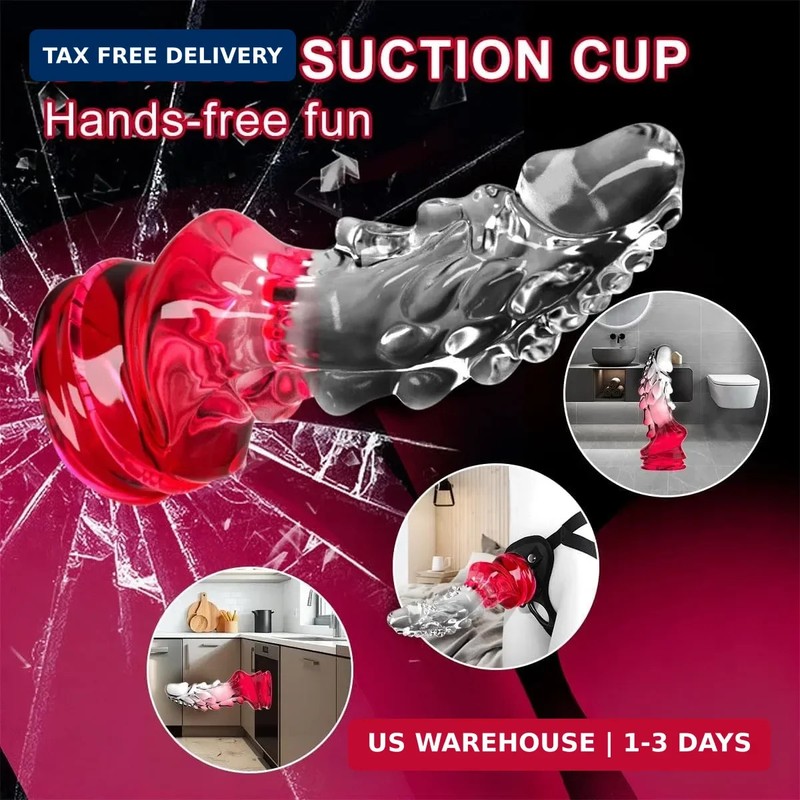Dragon Dildo, 6.7'' Monster Dildo with Strong Suction Cup, Jelly Clear-Red Gradi gallery