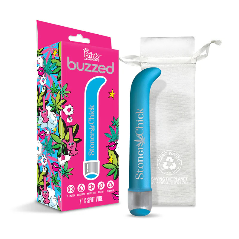 Prints Charming Buzzed 7&Prime; G-Spot Vibe – Stoner Chick – Blue