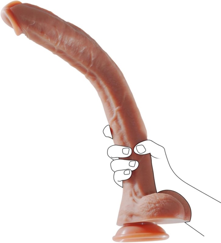 17.3 Inch Super Long Realistic Dildo, Built in Skeleton Flexible Dildo with Stro