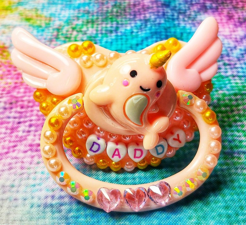 🦄 ✨ Custom « Daddy’s Little Narwhal » Hand-Decorated Adult Pacifier ✨ 🦄