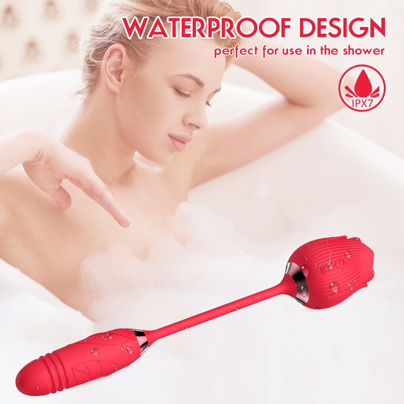 Telescopic Dildo Clit Pump Sucking Rose Vibrator G-Spot Adult Sex Toy For Women gallery