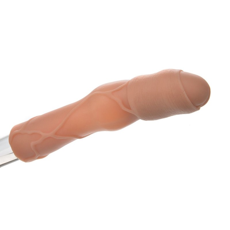 Natural Realskin Vibrating Cock Penis Extension Extender Xtender with Ball Ring