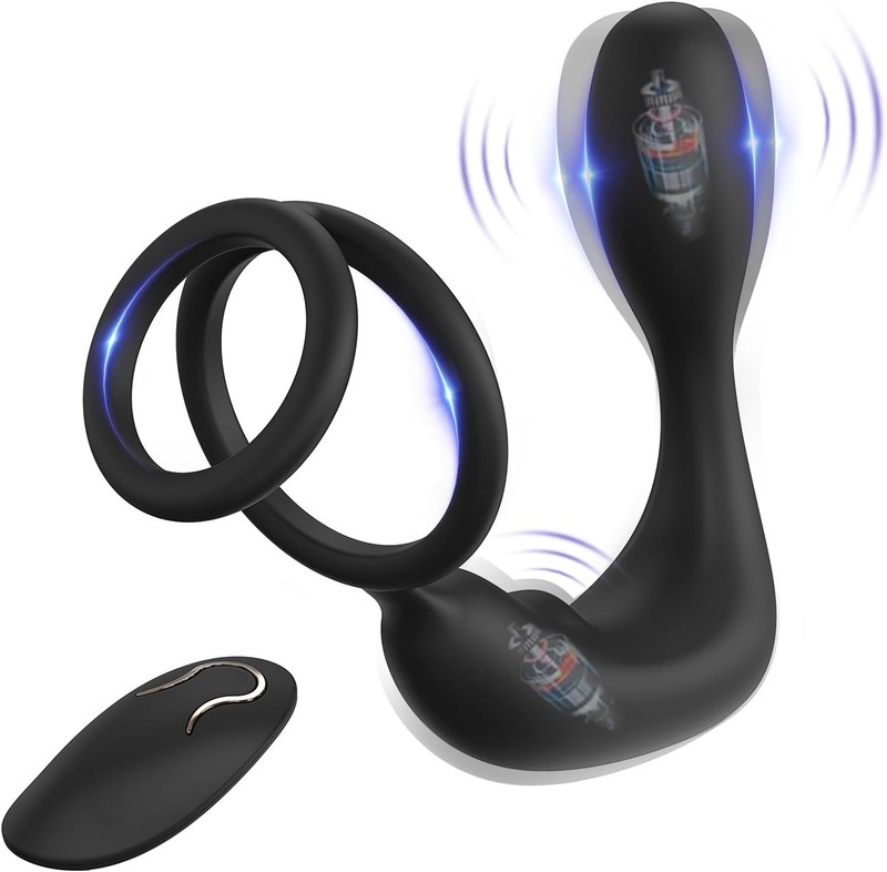 Prostate Massager Anal Vibrator,Anal Sex Toys with Cock Ring,Vibrating Anal Plug