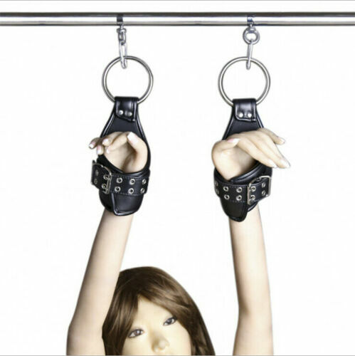 Leather Heavy Hanging Suspension Restraint Cuff Locking Wrist Hands Arm Binders