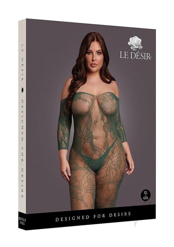 Le Desir Lace Long Sleeved Bodystocking – Queen – Green