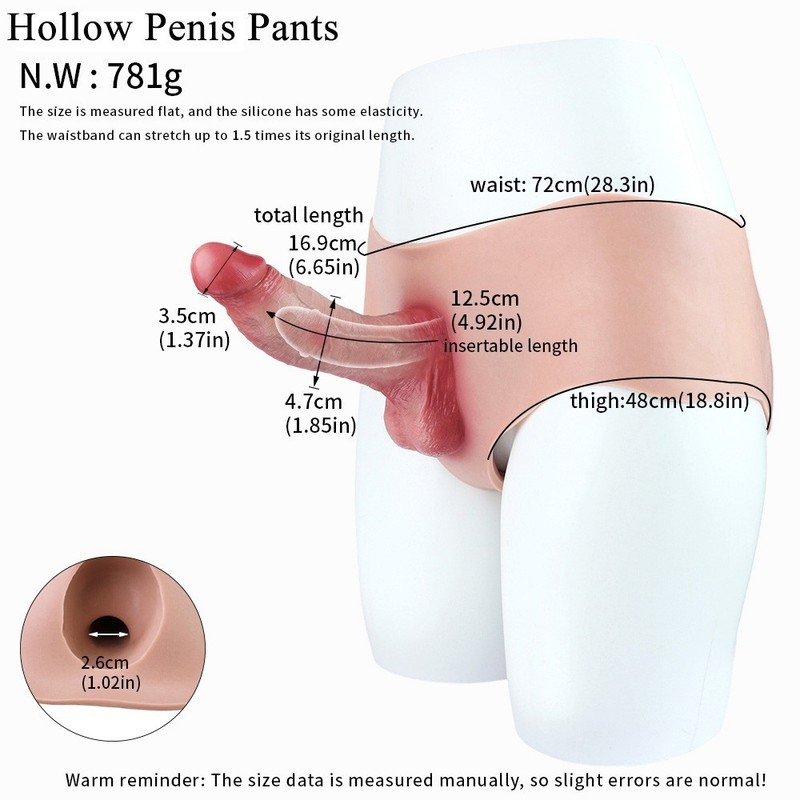 Strap On Hollow Dildo Pants Silicone Harness Cock Sleeve Penis Enlarger Sheath