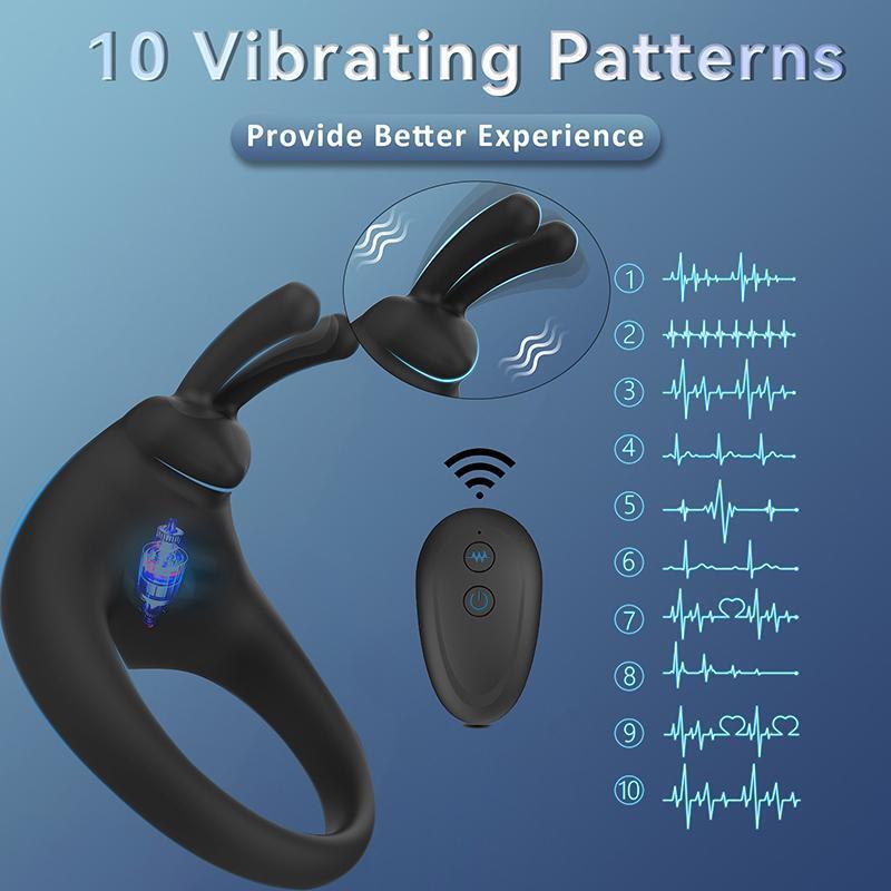 Penis Cock Ring Vibrating Male Stretcher Scrotum Rabbit G-Spot Massager Enhancer
