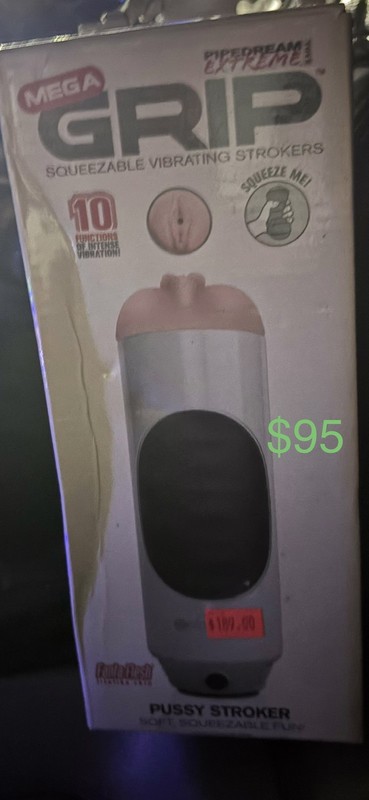 Mega Grip Squeezable Vibrating Stroker – 10 Functions – NEW
