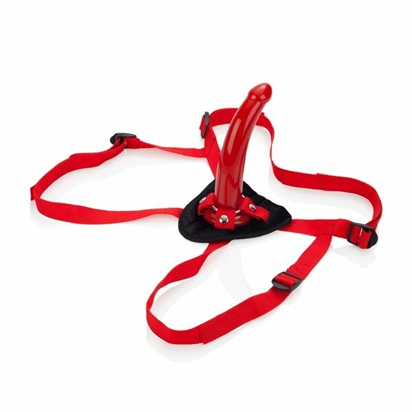 Red Rider Beginner Strap-on Harness + Slim Slender Anal G-spot Dong Dildo SexToy