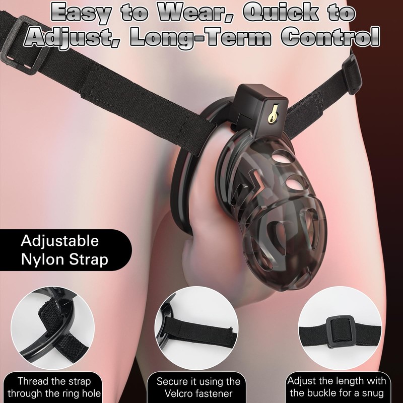 Male Chastity Cage Device, Soft Silicone Cock with 6 Size Large, Black gallery