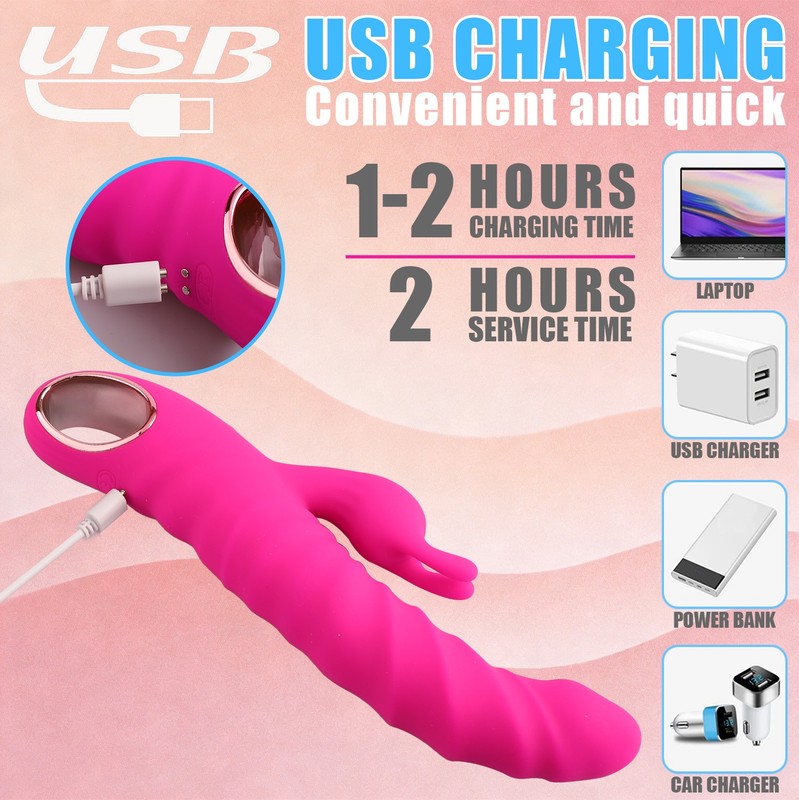 Thrusting Rotating Rabbit Vibrator Dildo G Spot Clit Massager Sex Toys for Women gallery