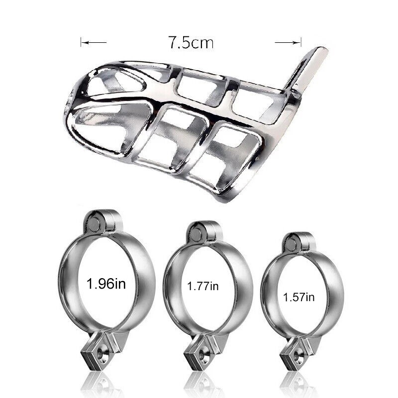 Metal Chastity Cage Penis Lock Device 40/42/45/50mm Cock Ring Sex Toy for Men SM gallery