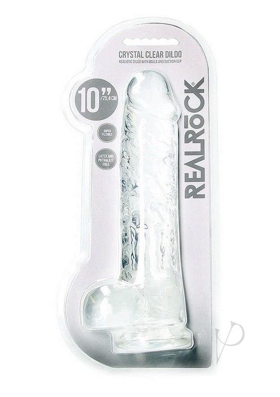 RealRock Crystal Clear Realistic Dildo with Balls 10in – Clear
