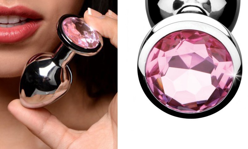 Pink Crystal Gem Anal-Butt Plug Metal Anal Plugs Sex Toys For Couples Cosplay
