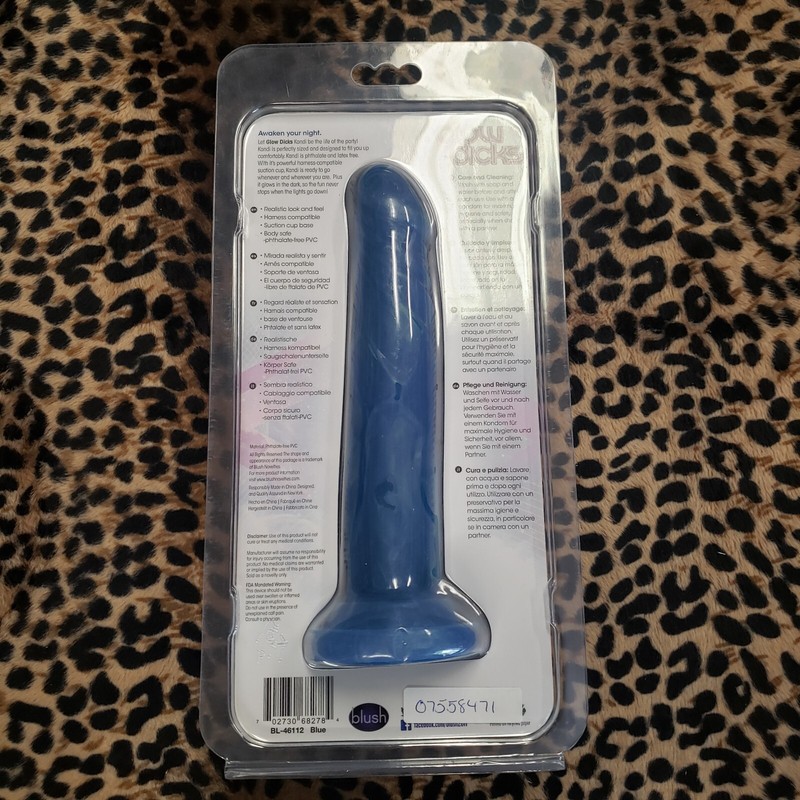 Blush Glow Dicks 😈 Kandi 🔥 7.5" Glow In The Dark Blue Dong w/Suction Cup gallery