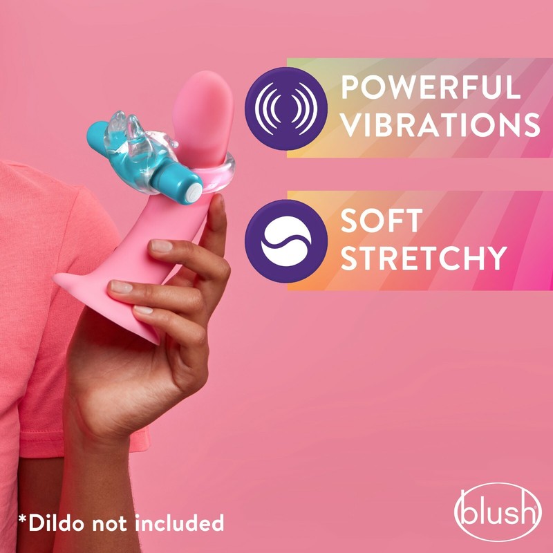 Blush Play With Me Stretchy Fits All Penises Waterproof Bull Vibrating C-Ring gallery