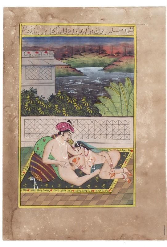 Erotic Kamasutra Painting Lovers Mughal Calligraphy Art Men & Woman Bedroom Art