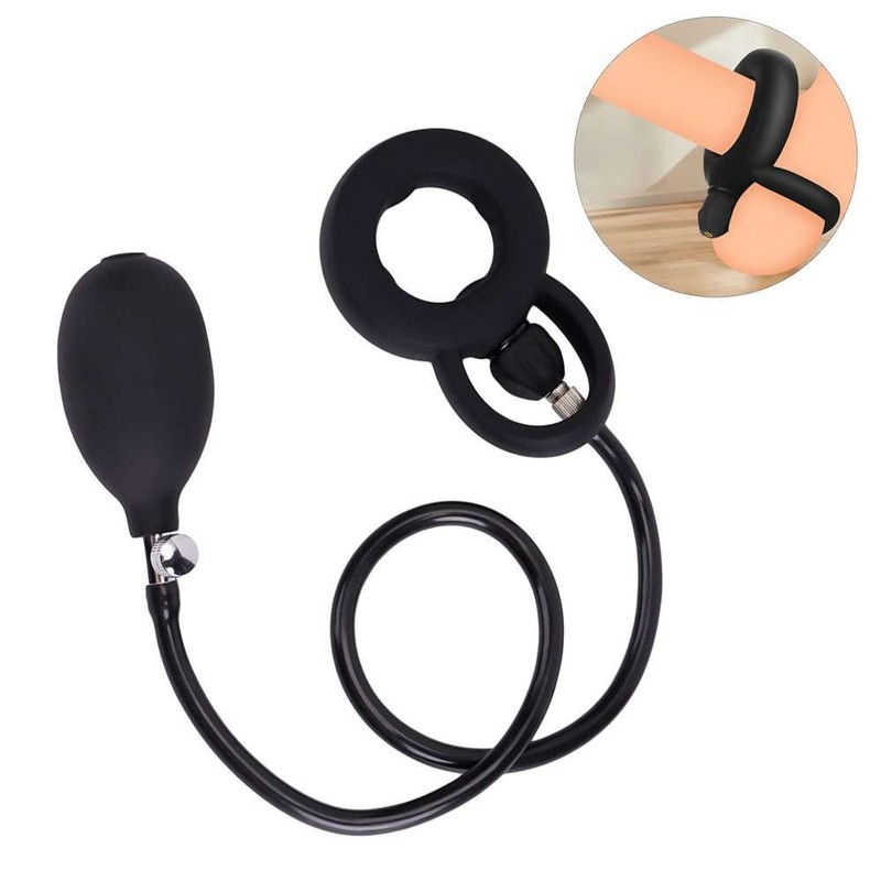 Inflatable Penis Ring Pump Enhancer Ejaculation Delay Cock Ring Erection