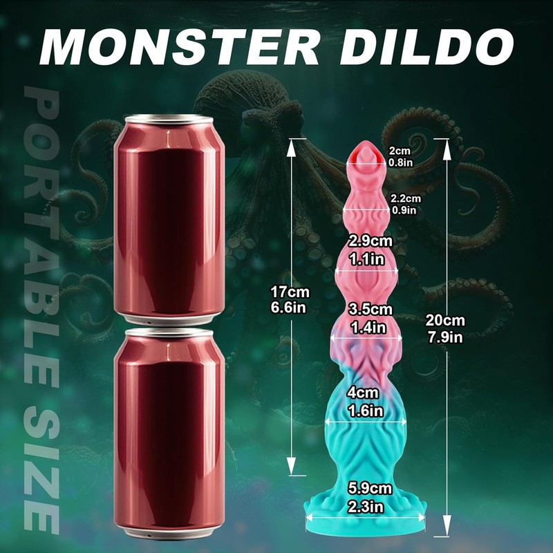 8 Inch Fantasy Monster 5 Knots Small Dildo with Suction Cup, 7 Inch Soft Silicon gallery
