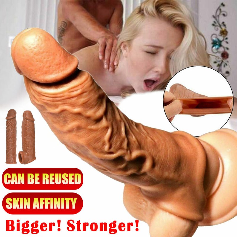 Silicone Condom Reusable Realistic Penis Sleeve Enlarger Enhance Sex Toy for Men