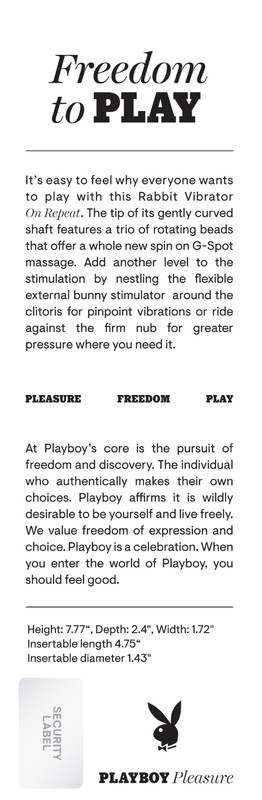 Playboy On Repeat Freedom to Play Rabbit Style Vibrator Silicone USB Waterproof gallery