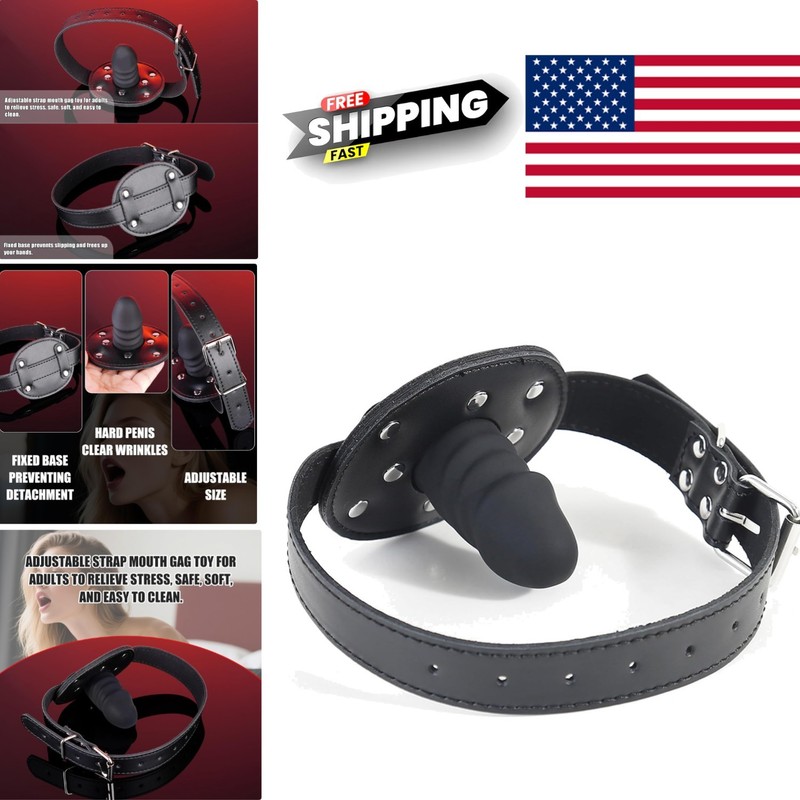 Adjustable PU Leather BDSM Gag with Penis Design for Comfortable Bondage Play