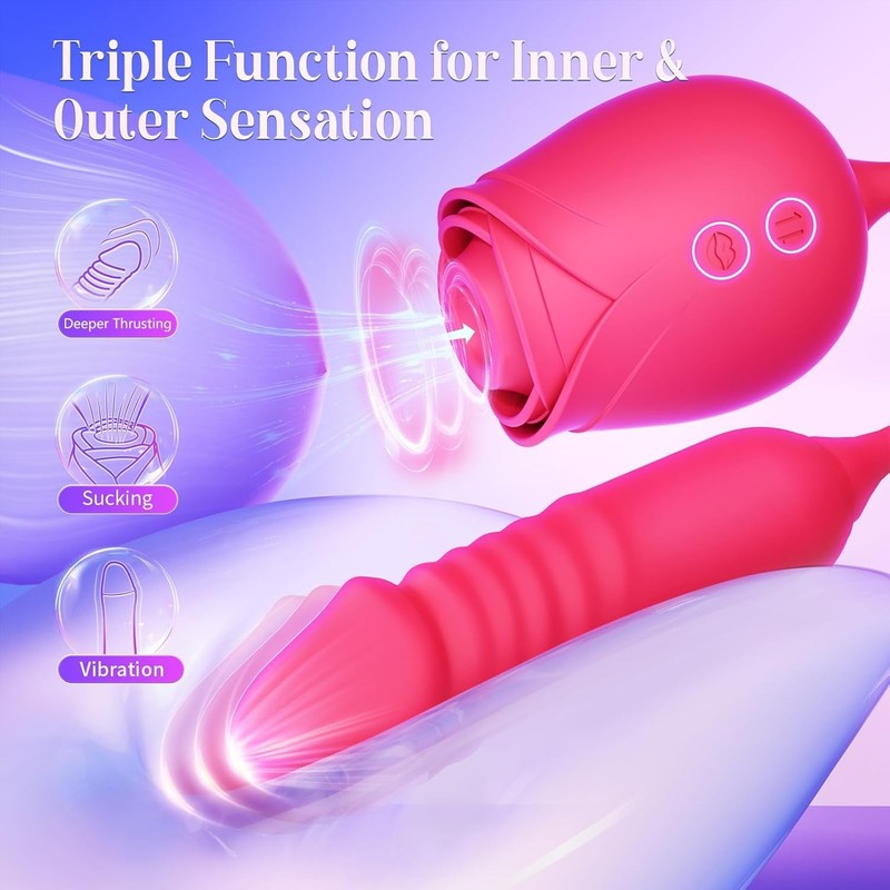 MOOLIGIRL Rose Sex Toy with Thrusting G Spot Vibrators & 10 Sucking Modes for Cl gallery