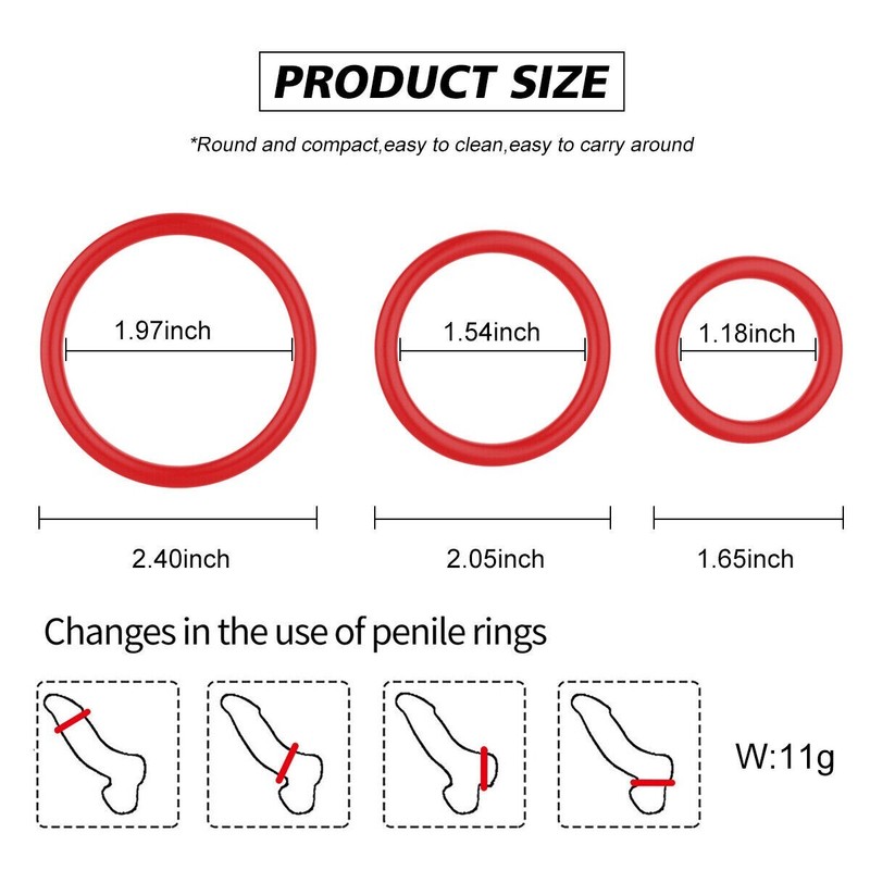 Premium 3pcs Cock Ring Penis Rings Enhancer Erectile Sex Toy Mens Enlarger Reuse gallery