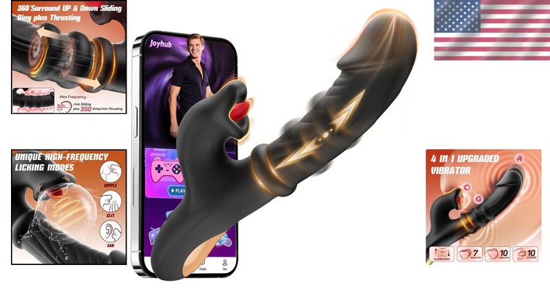 Silicone G Spot Vibrator Black with Tongue Licking Function for Couples Pleasure gallery