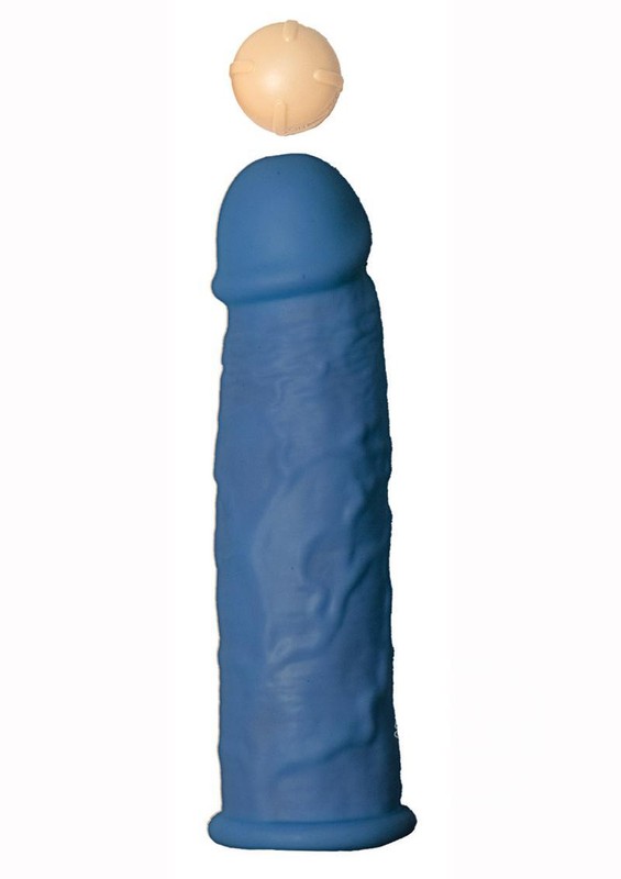 The Great Extender 1St Silicone Vibrating Penis Cock Sleeve Realistic Veins Blue