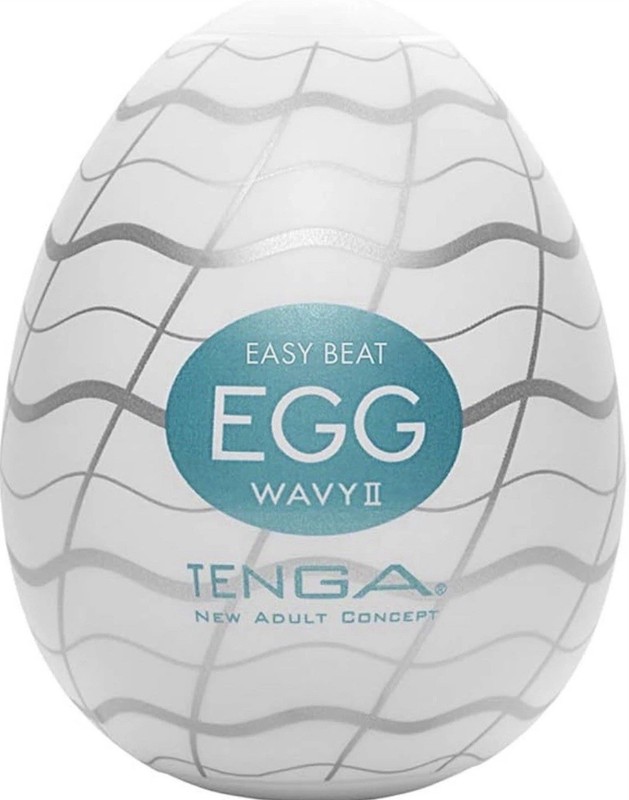 Tenga Easy Beat Wavy 2 Egg Disposable Male Masturbator with Lubricant Pack