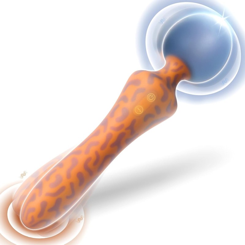 Vibrator Wand Dildo Sex Toys – 9.08&Prime; Leopard Dual-Headed Vibe for Clit，G Spot?
