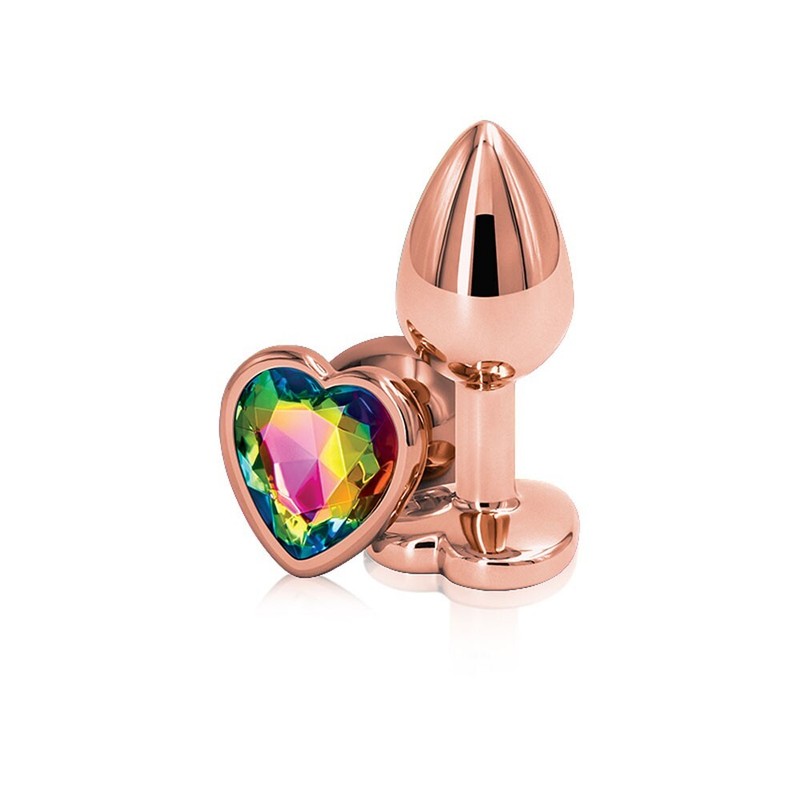 NS Novelties Rear Assets Rose Gold Heart – Small – Rainbow – Anal Butt Plug