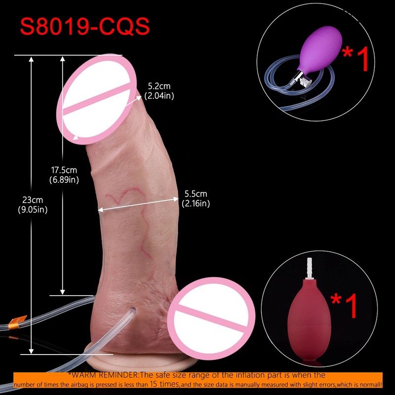 23cm Large Pump Up Dildo With Squirting Function Inflatable & Ejaculating Dildos